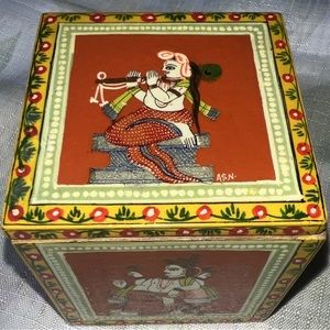 Vintage Wooden Painted Trinket Box India